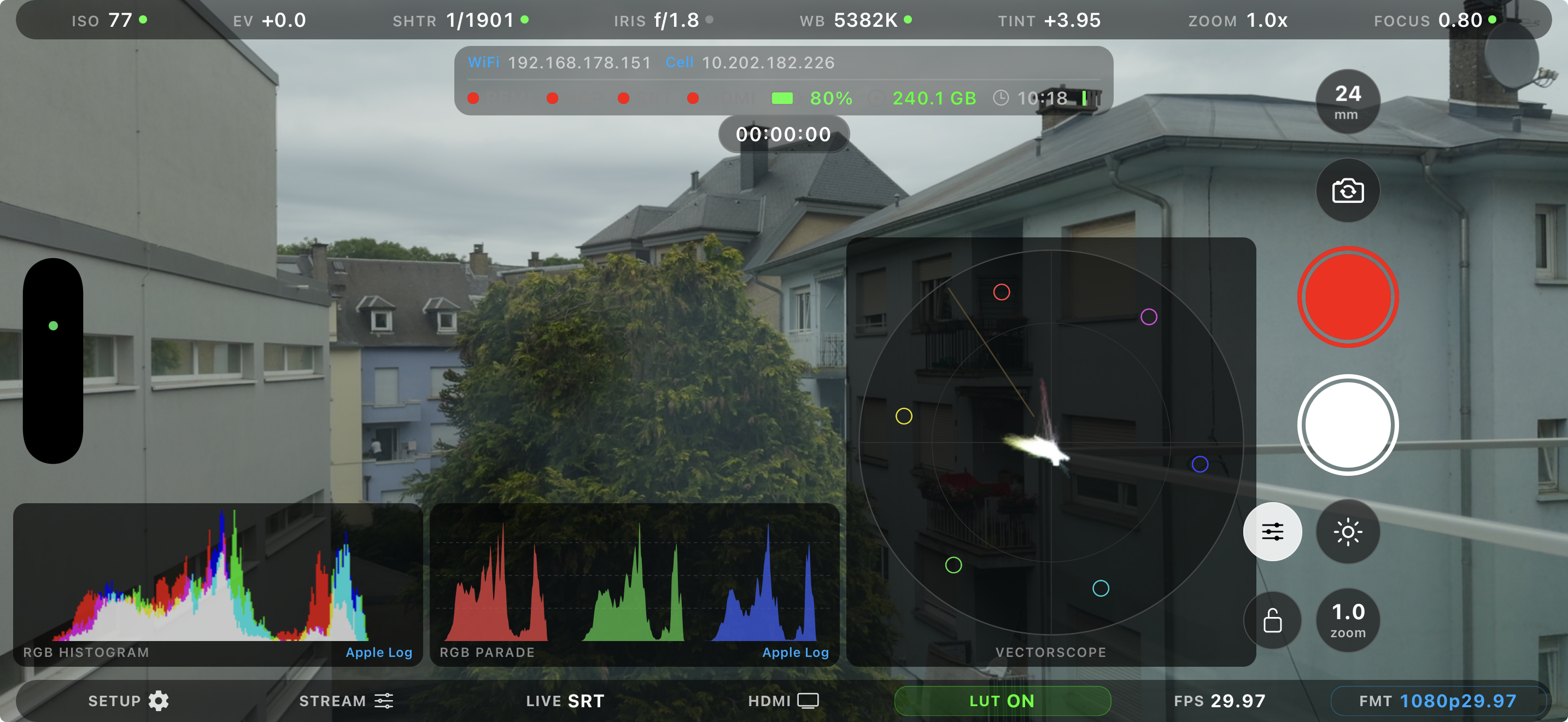 CyanCamera app interface